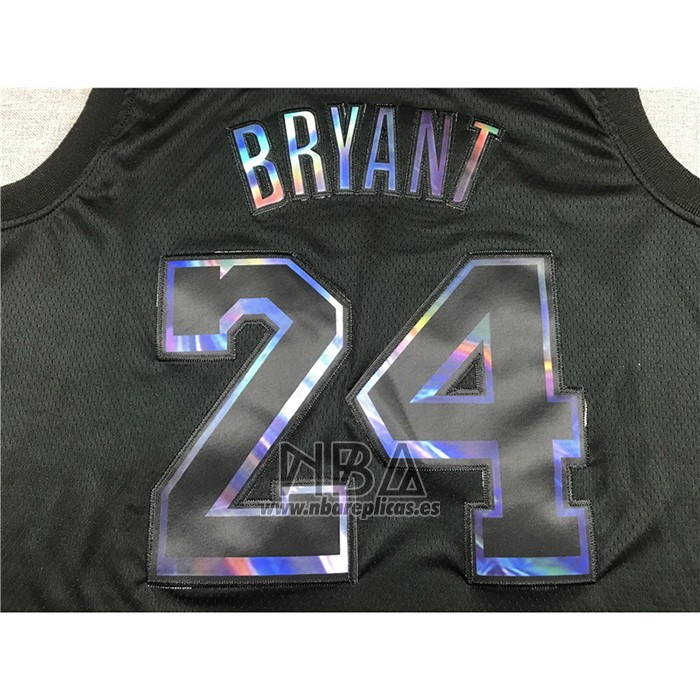 Camiseta Los Angeles Lakers Kobe Bryant NO 24 Iridescent Logo Negro